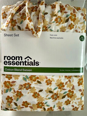 Room Essentials Cotton Blend Sateen Sheet Set Floral Twin